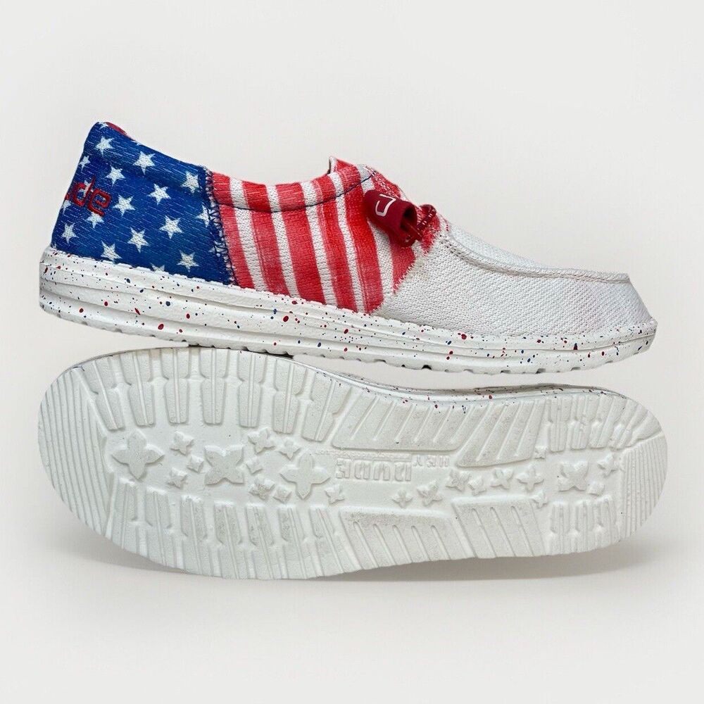 Hey Dude Wendy Sox Tri Patriotic Americana Shoes Women Sz 11 NEW Red White Blue - Picture 5 of 8